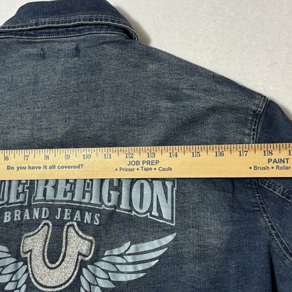 NWT True Religion Georgia Denim Western Shirt Womens L Button Up Jean Shirt - Picture 8 of 10